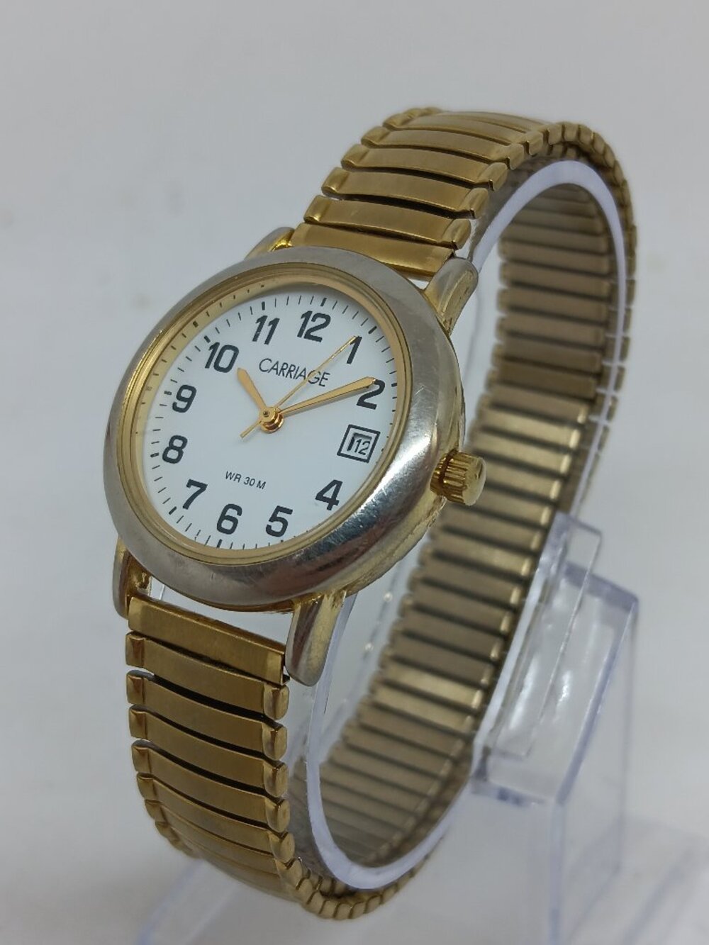 Carriage by Timex U9 Women's 28mm Gold Tone Flex Band Date Watch NEW BATTERY